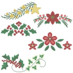 Herrschners Winter Garland Dresserscarves Set Stamped Cross-Stitch