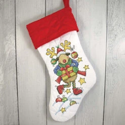 Herrschners Happy Reindeer Stocking Stamped Cross-Stitch Kit