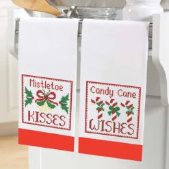 Herrschners Wishes & Kisses Towel Pair Stamped Cross-Stitch