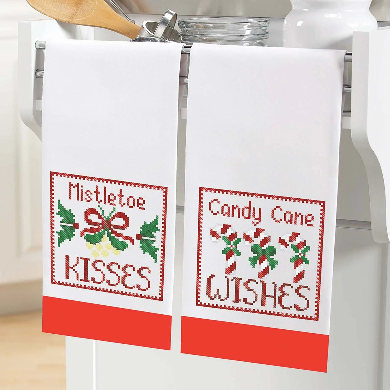 Herrschners Wishes & Kisses Towel Pair Stamped Cross-Stitch 3 Herrschners Wishes & Kisses Towel Pair Stamped Cross-Stitch