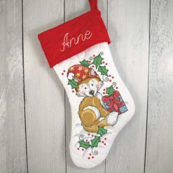 Herrschners Festive Fox Stocking Stamped Cross-Stitch Kit