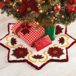 Herrschners Poinsettia Star Tree Skirt Latch Hook Kit