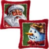 Herrschners Santa & Snowman Fever Pillow, Set Of 2 Latch Hook Kit -Robotime Zone 558100 52763.1693464658