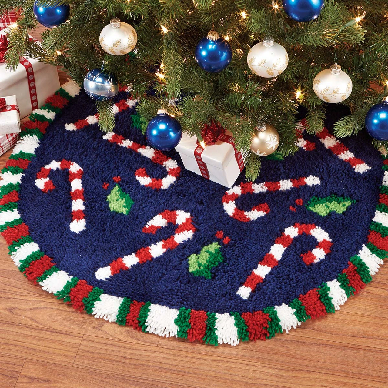 Herrschners Candy Cane Tree Skirt Latch Hook Kit 3 Herrschners Candy Cane Tree Skirt Latch Hook Kit
