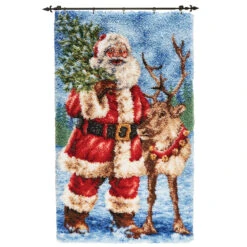 Herrschners O' Christmas Tree Santa Kit & Hanger Latch Hook Kit