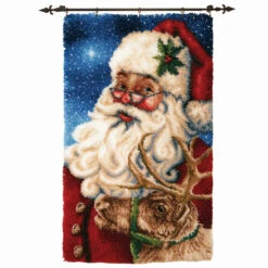 Herrschners Starlight Santa Kit & Hanger Latch Hook Kit