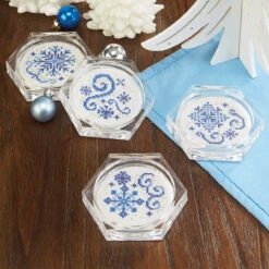 Herrschners Blue Swirl Coasters Counted Cross-Stitch Kit
