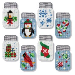Herrschners Holiday Mason Jar Ornaments Plastic Canvas Kit