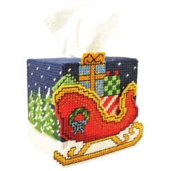 Herrschners Sleigh Ride Tissue Box Plastic Canvas Kit
