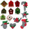 Herrschners Christmas Birdhouse & Farmhouse Ornament Set Plastic Canvas -Robotime Zone 570546 41419.1693467255