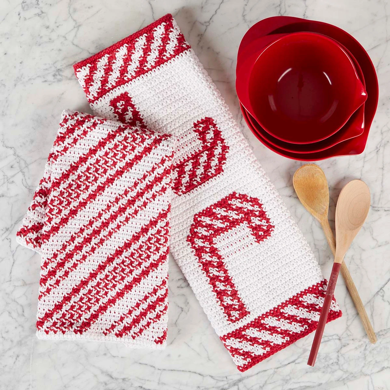 Herrschners Candy Cane Lane Dish Towels Crochet Kit 3 Herrschners Candy Cane Lane Dish Towels Crochet Kit